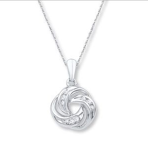 Love Knot Necklace 1/10 ct Diamonds Silver